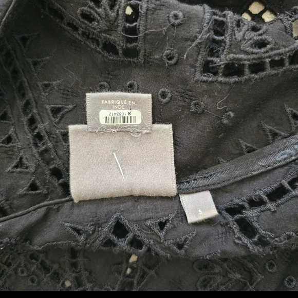 ANTHROPOLOGIE LBD Vanessa Virginia Small Embroidered Cutwork Black Eyelet Dress - Picture 13 of 14